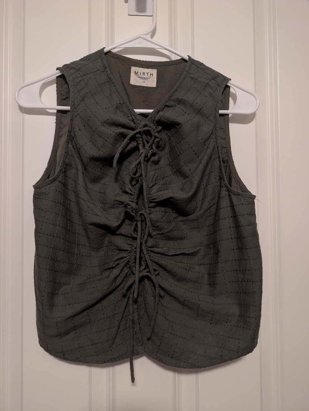 Mirth Cerritos Olive Green Drawstring Back Tank Top